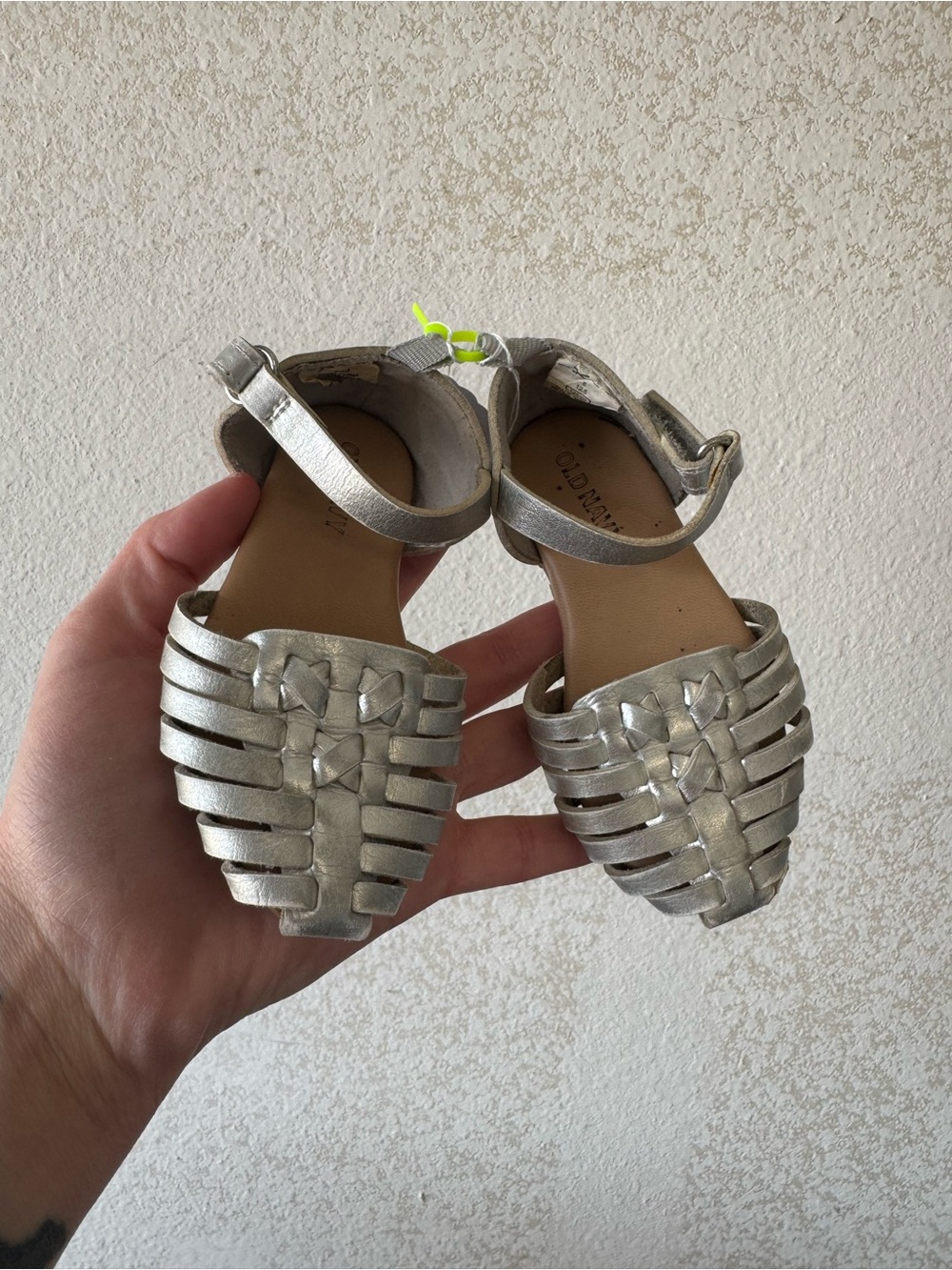Metallic Silver Kids Sandals with Ankle Strap
